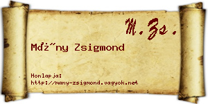 Mány Zsigmond névjegykártya