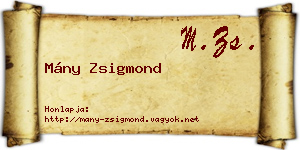 Mány Zsigmond névjegykártya